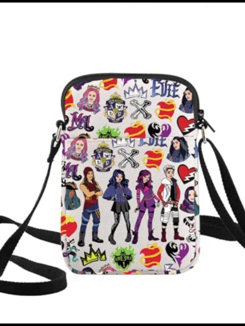Canvas Crossbody Bag 3D Double-Sided Print Adjustable Strap Zip